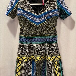 Plenty by Tracy Reese Blue and Yellow Mini Dress